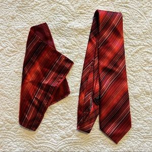 Red Striped Tie and Pocket Square